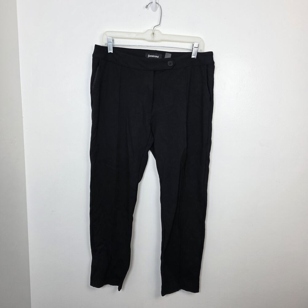 Betabrand Black Front Pleat Stretchy Straight Leg Cropped Dress Pants Sz 8 Long‎